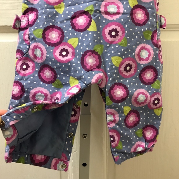 Gymboree Blue Polka-dot with Pink Flower Overalls - Picture 6 of 8